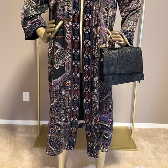 "Bohemian Silk & Velvet: Johnny's Signature Purple & Black Kimono" - Picture 6 of 11